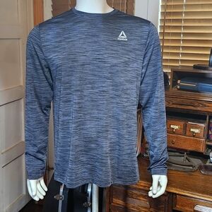 Reebok Long Sleeve Grayish Black Pullover - Size Mens Medium (M/M/M)
